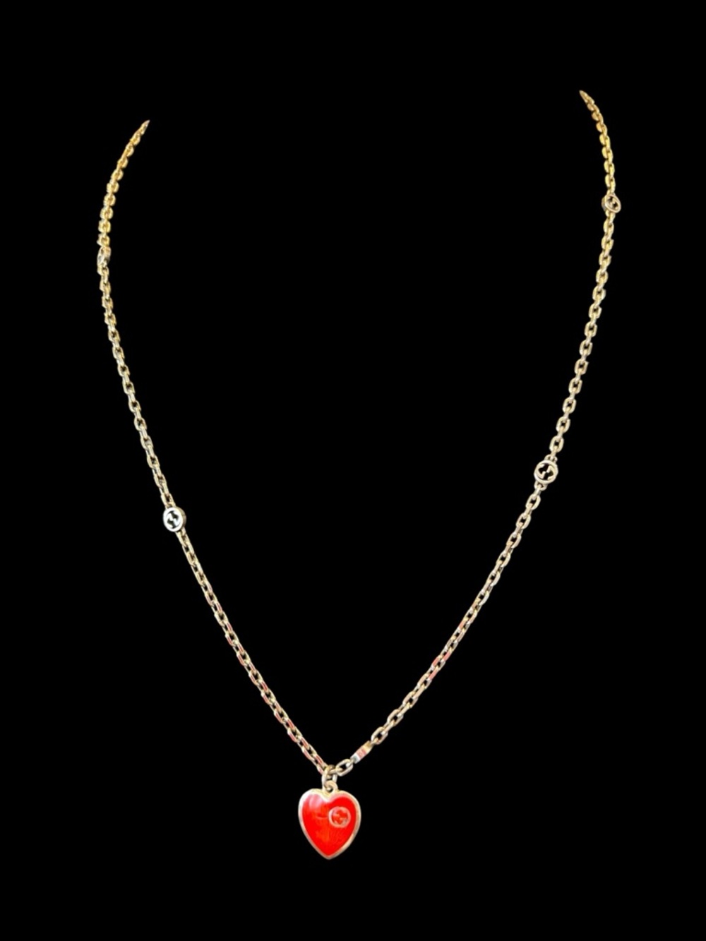 Gucci 925 Chain Necklace with Red Heart Charm